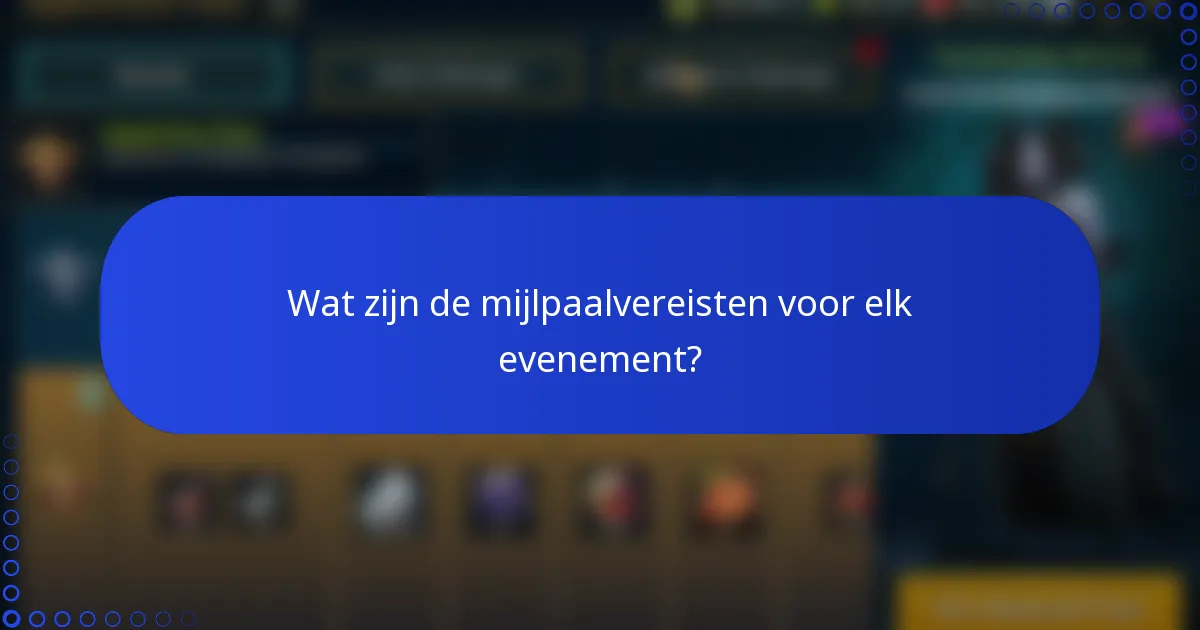 Wat zijn de mijlpaalvereisten voor elk evenement?